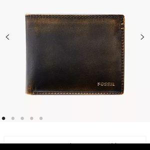 FOSSIL MEN'S BROWN BIFOLD WALLET, NEW WITH TAGS
